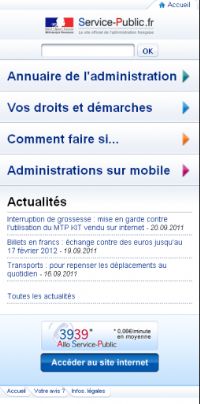 Service-public.fr disponible en version mobile. Publié le 27/09/11